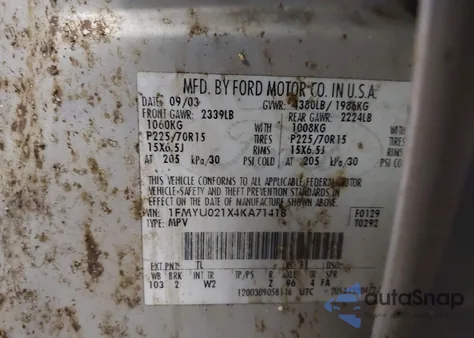 2004 Ford Escape Xls z USA, uszkodzony, nr VIN 1FMYU021X4KA71418